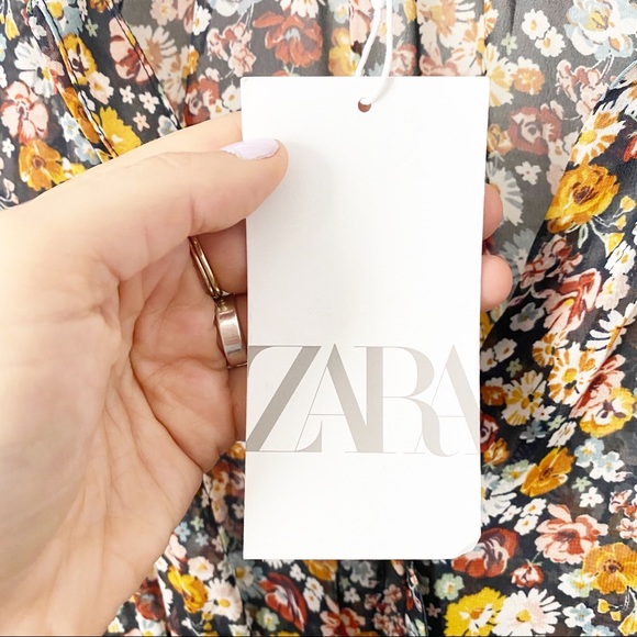 NWT Zara Multicolor Floral Long Sleeve Mini Dress - Picture 10 of 12